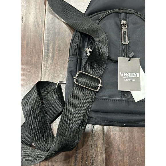 Westend NWT Black Crossbody Sling Backpack Adjustable Strap Zippered Compartment - Picture 5 of 12